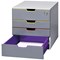 Durable Varicolor 4 Drawer Set, Lockable Top Drawer, Grey & Assorted Coloured Drawers