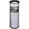 Durable Round Waste Bin with Ashtray, 17 Litre Bin and 2 Litre Ashtray, Silver