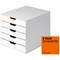 Durable Varicolor Mix 5 Drawer Set, Colour Coded Desktop Storage, White & Assorted Coloured Drawers