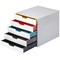 Durable Varicolor Mix 5 Drawer Set, Colour Coded Desktop Storage, White & Assorted Coloured Drawers