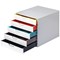 Durable Varicolor Mix 5 Drawer Set, Colour Coded Desktop Storage, White & Assorted Coloured Drawers