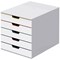 Durable Varicolor Mix 5 Drawer Set, Colour Coded Desktop Storage, White & Assorted Coloured Drawers