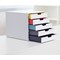Durable Varicolor Mix 5 Drawer Set, Colour Coded Desktop Storage, White & Assorted Coloured Drawers