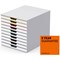 Durable Varicolor Mix 10 Drawer Set, Colour Coded Desktop Storage, White & Assorted Coloured Drawers