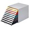 Durable Varicolor Mix 10 Drawer Set, Colour Coded Desktop Storage, White & Assorted Coloured Drawers