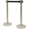 Securit Budget Barrier Pole Set with Retractable Belt Chrome/Black (Pack of 2)RS-RT-LW-CH