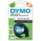 Dymo S0721660 LetraTag Plastic Tape, 12mmx4m, Black on White