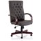 Chesterfield Executive Chair, Fixed Height Arms, Brown