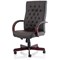 Chesterfield Executive Chair, Fixed Height Arms, Brown - Delivered Built