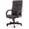 Chesterfield Executive Chair, Fixed Height Arms, Brown