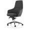 Fenton Leather Medium Back Chair, Fixed Height Arms, Black