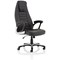 Metropolis High Back Leather Look Chair, Fixed Height Arms, Black