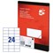 5 Star Laser and Inkjet Labels, 24 per Sheet, 70x37mm, White, 2400 Labels 5 Star Laser and Inkjet Labels, 24 per Sheet, 70x37mm, White, 2400 Labels