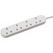 Connekt Gear Power Extension Lead, 4 Sockets, 3m Lead, White