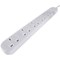 Connekt Gear Power Extension Lead, 6 Sockets, 2m Lead, White