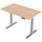 Air Height Adjustable Desk, 1400mm, Silver Legs, Maple