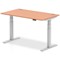 Air 1400mm Rectangular Height-Adjustable Desk, Silver Leg, Beech