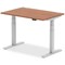 Air 1200mm Rectangular Height-Adjustable Desk, Silver Leg, Walnut