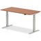 Air 1600mm Rectangular Height-Adjustable Desk, Silver Leg, Walnut