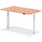 Air 1400mm Rectangular Height-Adjustable Desk, White Leg, Beech