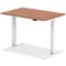 Air 1200mm Rectangular Height-Adjustable Desk, White Leg, Walnut