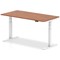 Air 1600mm Rectangular Height-Adjustable Desk, White Leg, Walnut
