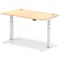 Air 1400mm Rectangular Height-Adjustable Desk, White Leg, Maple