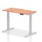 Air 1200mm Slim Rectangular Height-Adjustable Desk, Silver Leg, Beech