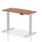 Air 1200mm Slim Rectangular Height-Adjustable Desk, Silver Leg, Walnut