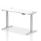 Air 1400mm Slim Rectangular Height-Adjustable Desk, Silver Leg, White