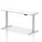 Air 1600mm Slim Rectangular Height-Adjustable Desk, Silver Leg, White