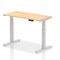 Air 1200mm Slim Rectangular Height-Adjustable Desk, Silver Leg, Maple