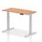 Air 1200mm Slim Rectangular Height-Adjustable Desk, Silver Leg, Oak
