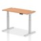 Air Height-Adjustable Slim Desk, Silver Leg, 1200mm, Oak