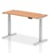 Air 1400mm Slim Rectangular Height-Adjustable Desk, Silver Leg, Oak