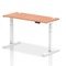 Air 1400mm Slim Rectangular Height-Adjustable Desk, White Leg, Beech