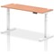 Air 1600mm Slim Rectangular Height-Adjustable Desk, White Leg, Beech