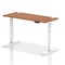Air 1400mm Slim Rectangular Height-Adjustable Desk, White Leg, Walnut