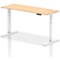 Air 1600mm Slim Rectangular Height-Adjustable Desk, White Leg, Maple