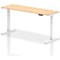 Air 1800mm Slim Rectangular Height-Adjustable Desk, White Leg, Maple