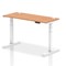 Air 1400mm Slim Rectangular Height-Adjustable Desk, White Leg, Oak