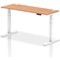 Air 1600mm Slim Rectangular Height-Adjustable Desk, White Leg, Oak