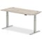Air 1600mm Rectangular Height-Adjustable Desk, Silver Leg, Grey Oak