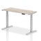 Air 1400mm Slim Rectangular Height-Adjustable Desk, Silver Leg, Grey Oak