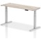 Air 1600mm Slim Rectangular Height-Adjustable Desk, Silver Leg, Grey Oak