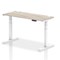 Air 1400mm Slim Rectangular Height-Adjustable Desk, White Leg, Grey Oak