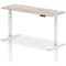 Air 1600mm Slim Rectangular Height-Adjustable Desk, White Leg, Grey Oak