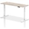 Air Height-Adjustable Slim Desk, White Leg, 1600mm, Grey Oak