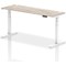 Air 1800mm Slim Rectangular Height-Adjustable Desk, White Leg, Grey Oak