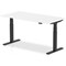 Air 1600mm Rectangular Height Adjustable Desk, Black Leg, White